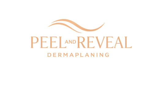 i want a logo for my dermaplaning brand which name is PEEL AND REVEAL which has a color pelete of cream and rose gold 