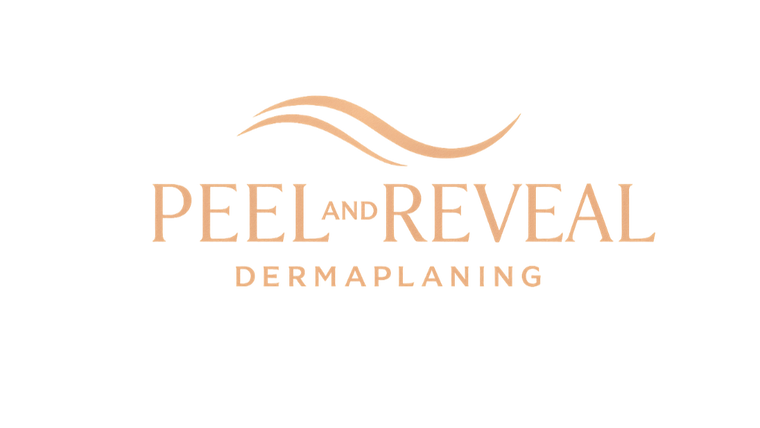 i want a logo for my dermaplaning brand which name is PEEL AND REVEAL which has a color pelete of cream and rose gold 